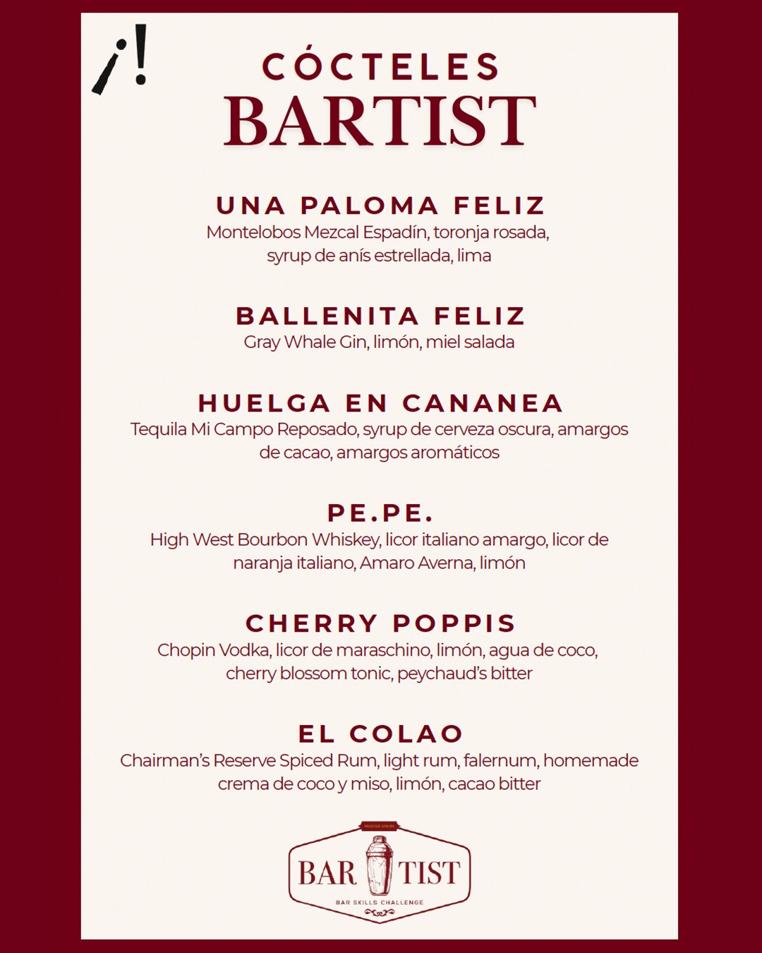 Bar Celis menu