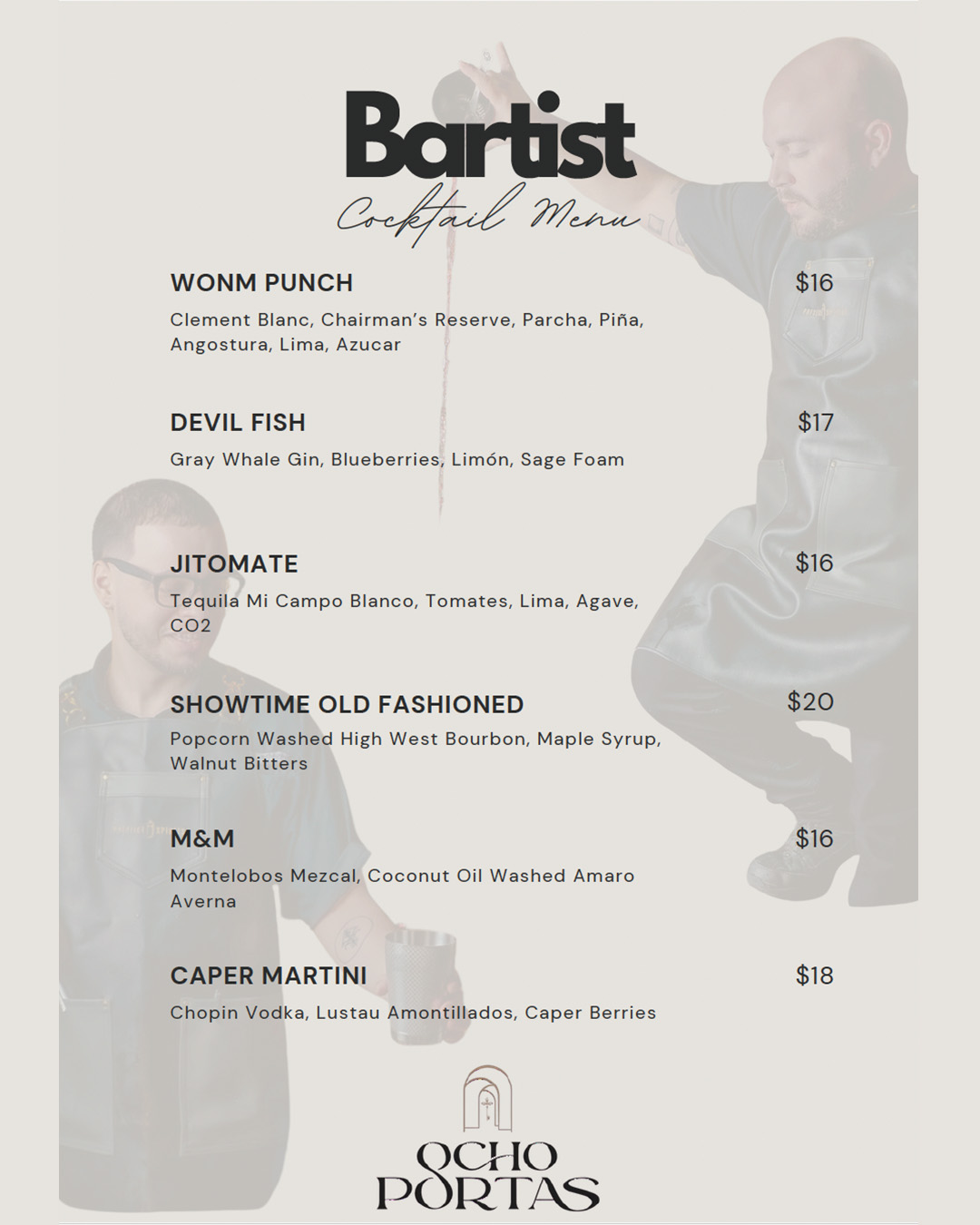 Ocho Portas menu