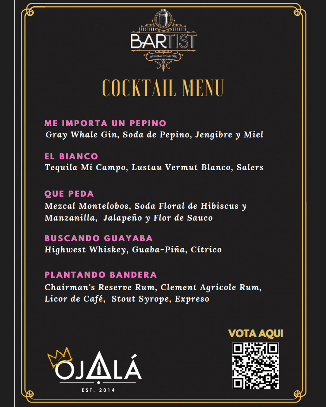 Ojala Restaurant menu