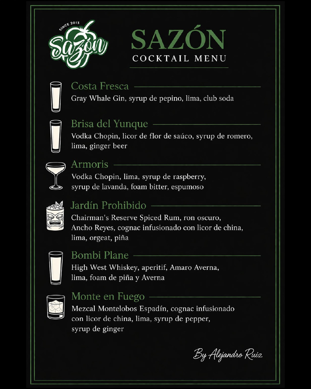 Sazón Restaurant menu