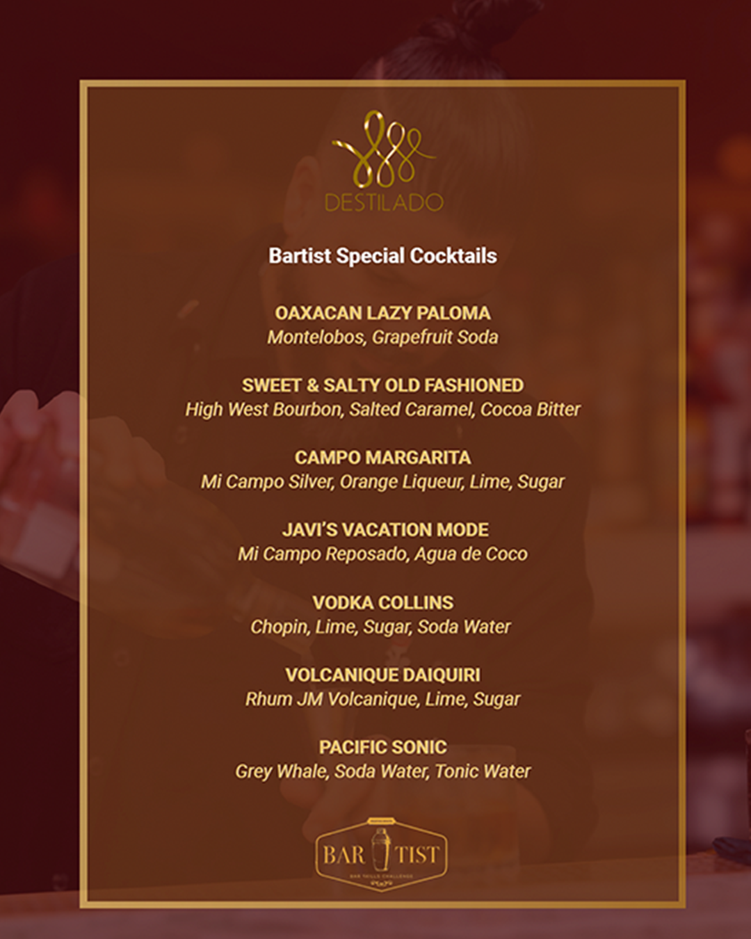 Destilado menu